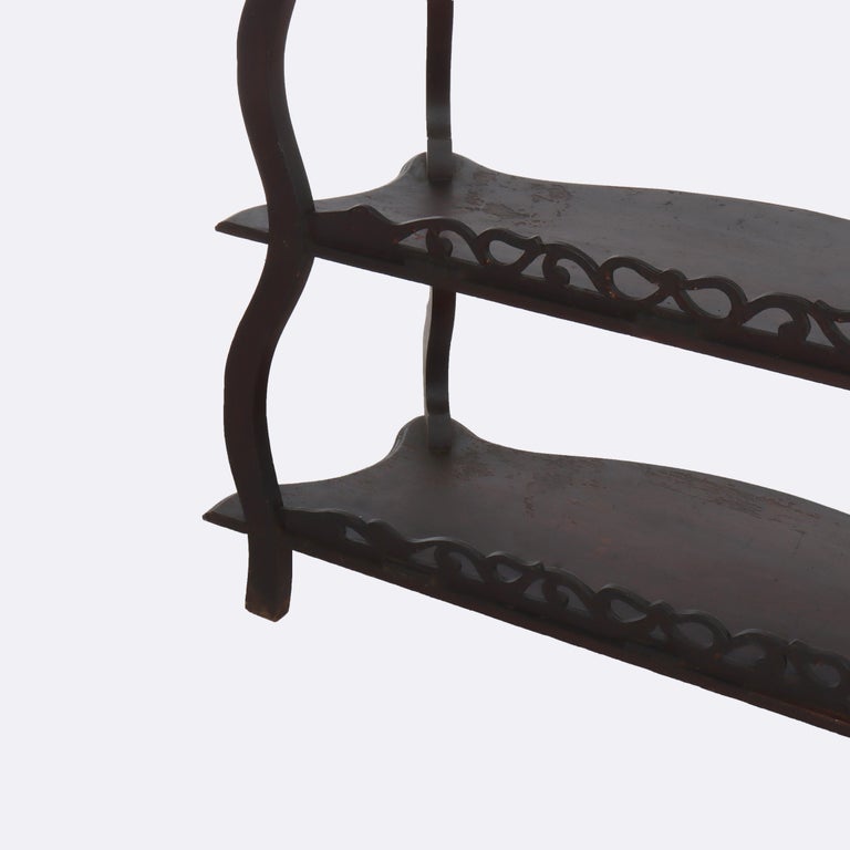 Antique Walnut 5 Shelf Etagere With Cut Out Fretwork C1890