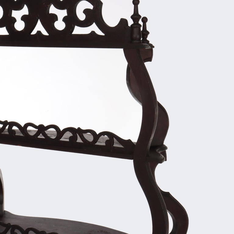 Antique Walnut 5 Shelf Etagere With Cut Out Fretwork C1890