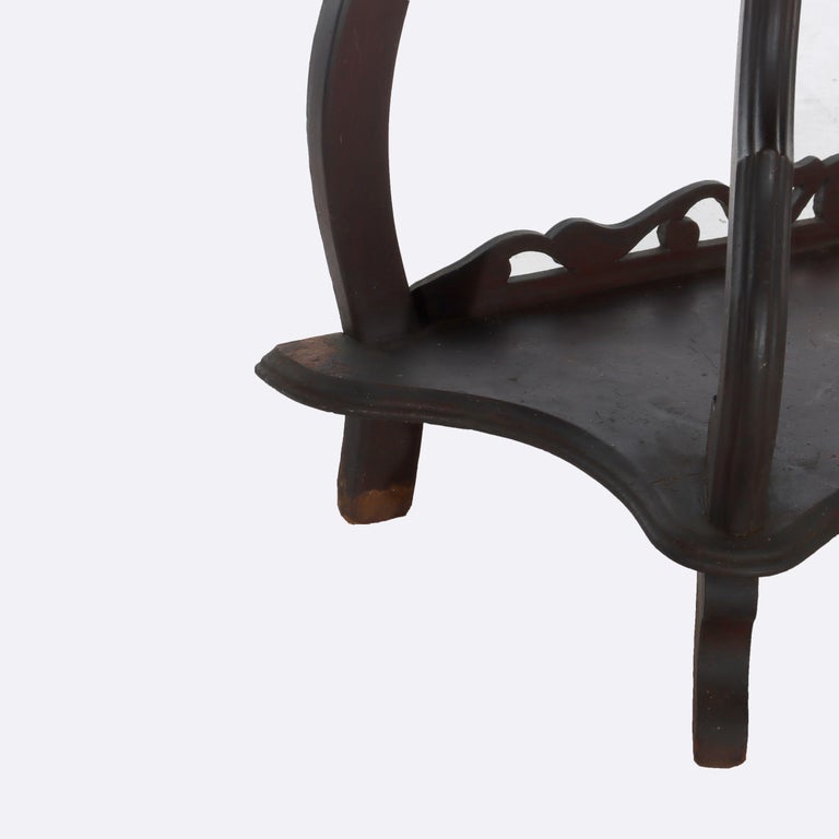 Antique Walnut 5 Shelf Etagere With Cut Out Fretwork C1890