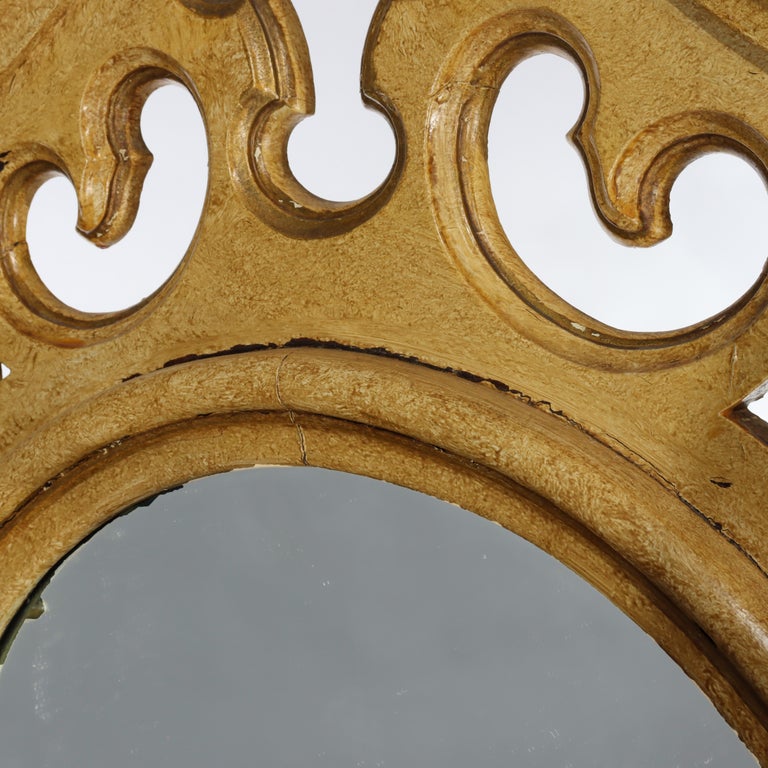 Antique Faux Painted Carved Walnut Etagere With Mirror C1890