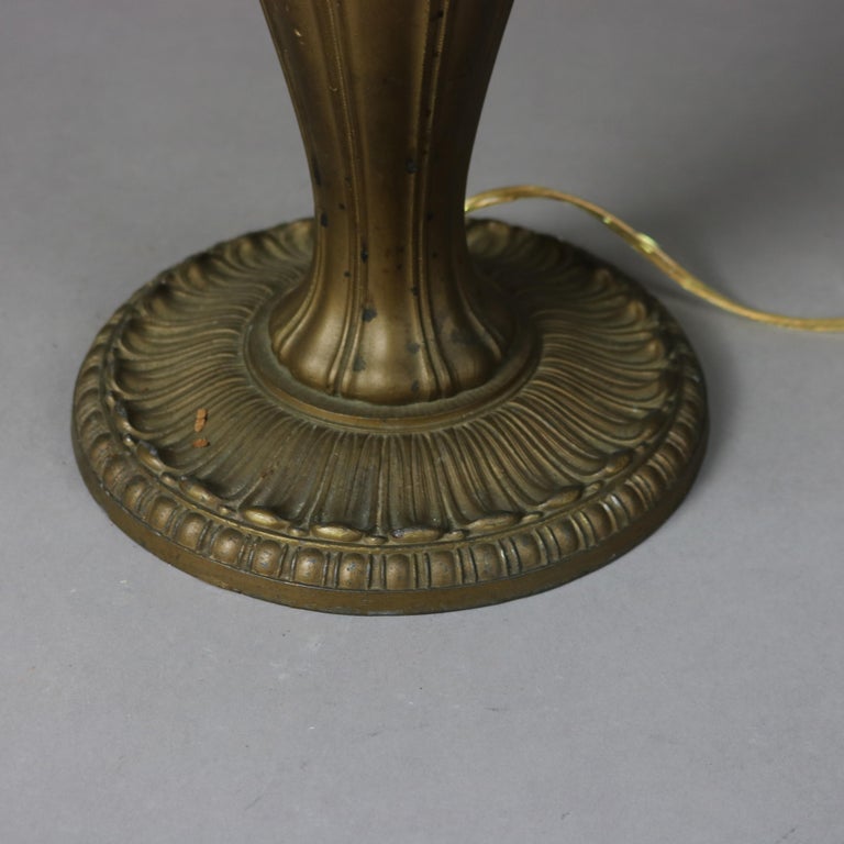 Antique Bradley & Hubbard Arts and Crafts Reverse Painted Floral Lamp Signed