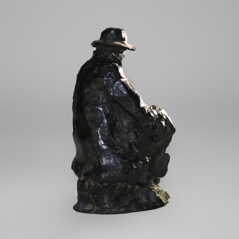 Antique Bronze Sculpture “The Sittin’ Man” Signed Petronzio C1930