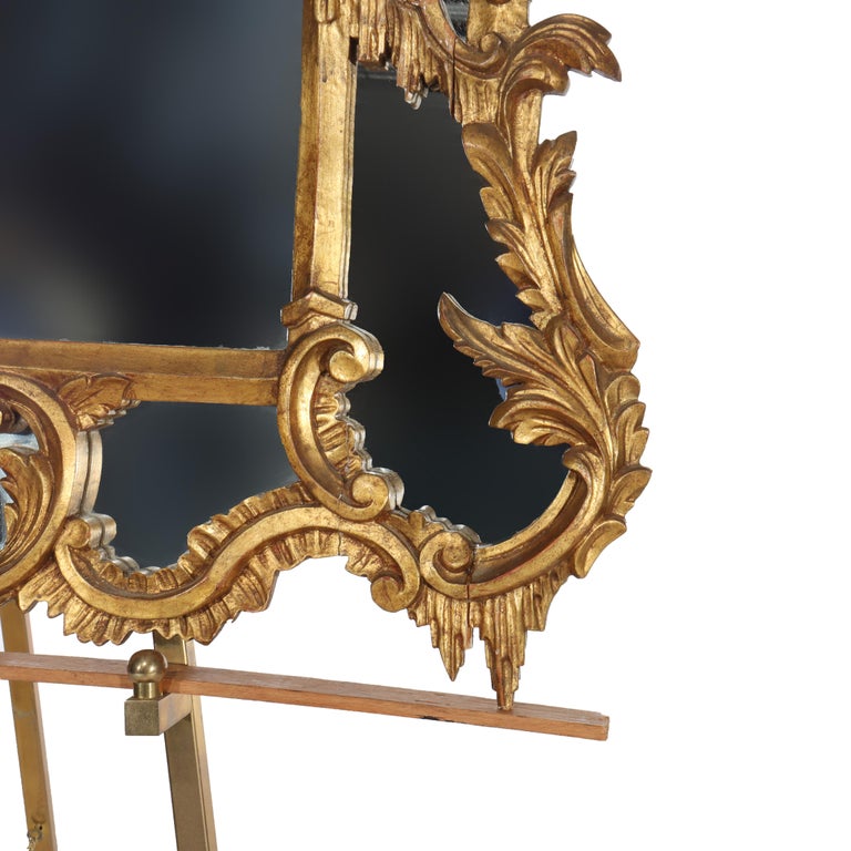 Large Antique French Rococo Style Gilt Wood Mirror C1930