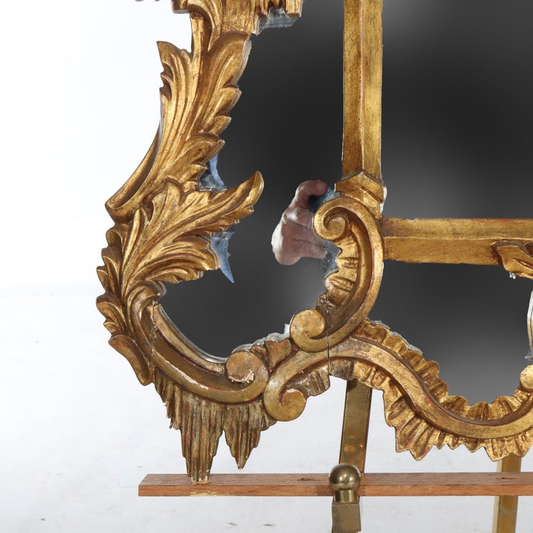 Large Antique French Rococo Style Gilt Wood Mirror C1930