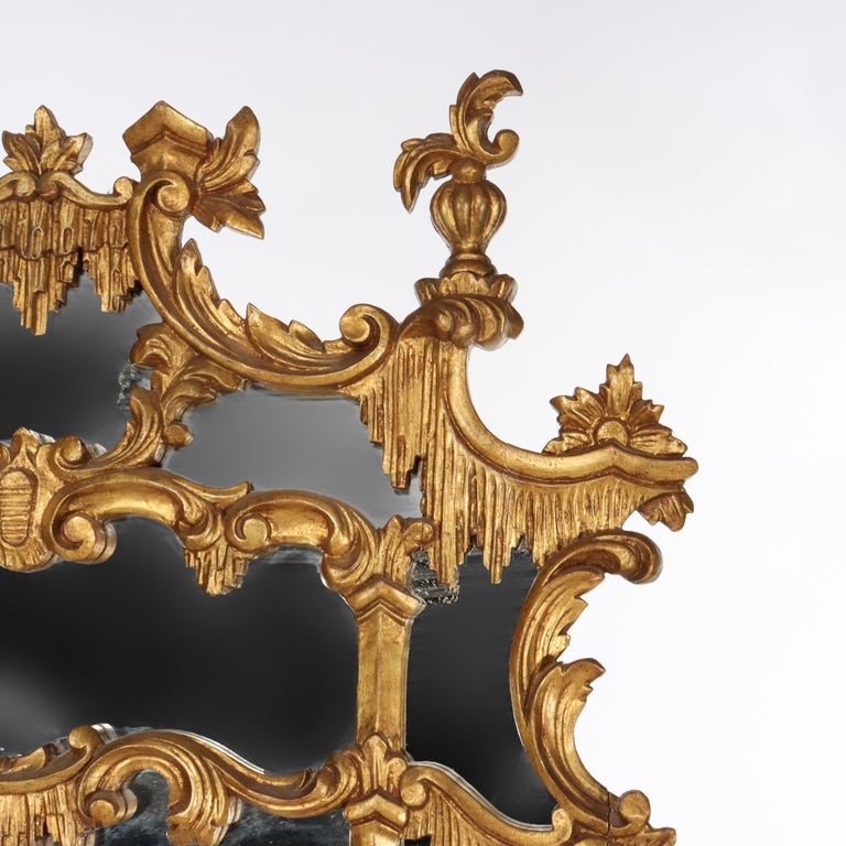 Large Antique French Rococo Style Gilt Wood Mirror C1930