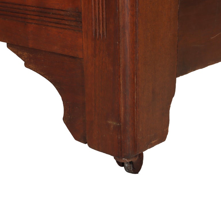Antique Renaissance Revival Walnut & Burl Marble Top Dresser With Mirror c1890