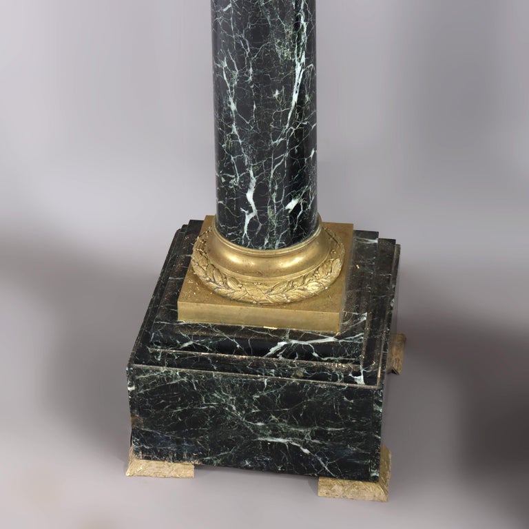 Pair Of French Classical Black Marble Sculpture Pedestals With Ormolu