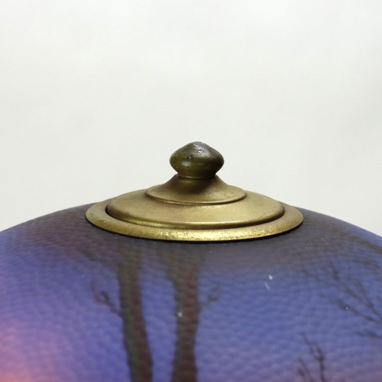 Antique Jefferson attr Reversed Painted Scenic Landscape Table Lamp c1920