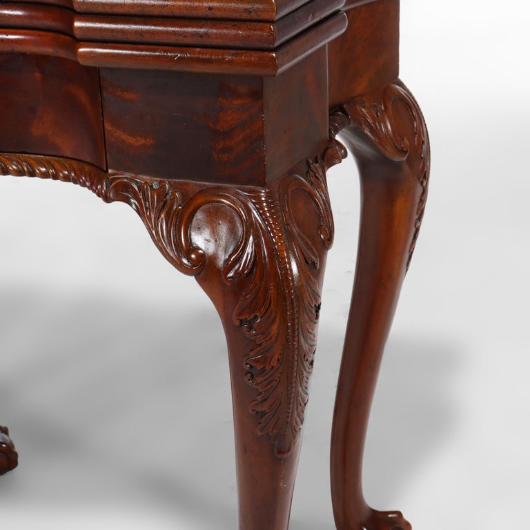 Maitland Smith Chippendale Style Carved Mahogany Game Table With Claw Feet