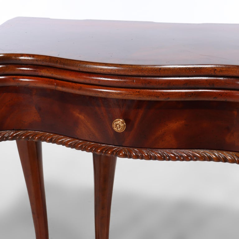 Maitland Smith Chippendale Style Carved Mahogany Game Table With Claw Feet