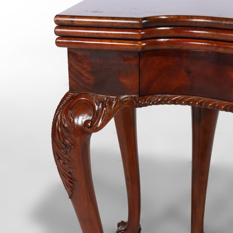 Maitland Smith Chippendale Style Carved Mahogany Game Table With Claw Feet
