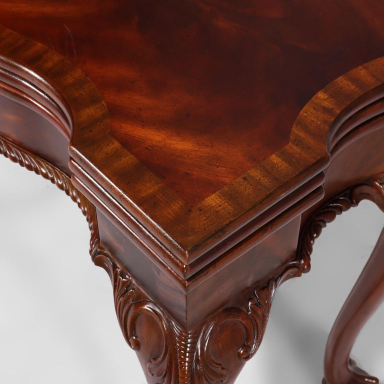 Maitland Smith Chippendale Style Carved Mahogany Game Table With Claw Feet