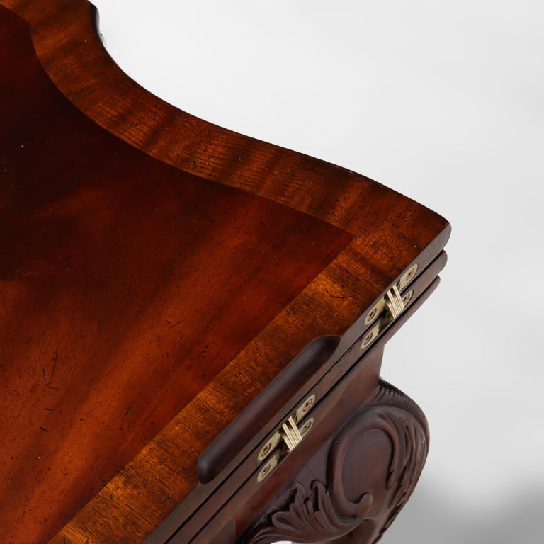 Maitland Smith Chippendale Style Carved Mahogany Game Table With Claw Feet