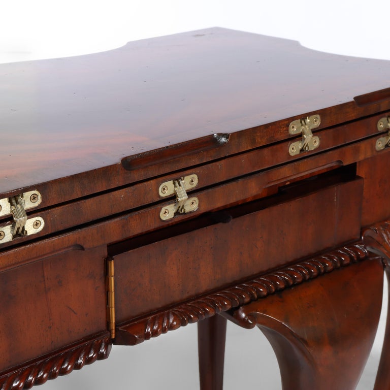 Maitland Smith Chippendale Style Carved Mahogany Game Table With Claw Feet