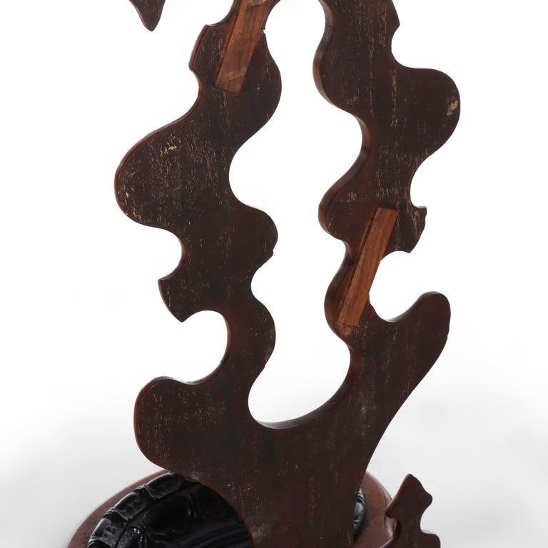 Antique Rococo Walnut Umbrella Stand With Cast Iron Tray c1890