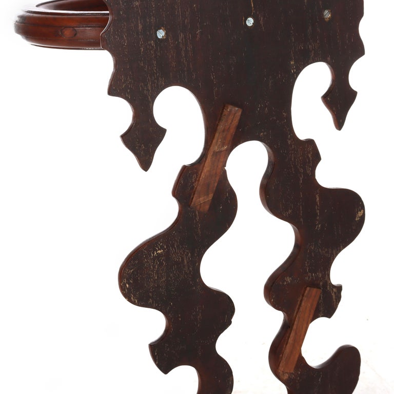 Antique Rococo Walnut Umbrella Stand With Cast Iron Tray c1890