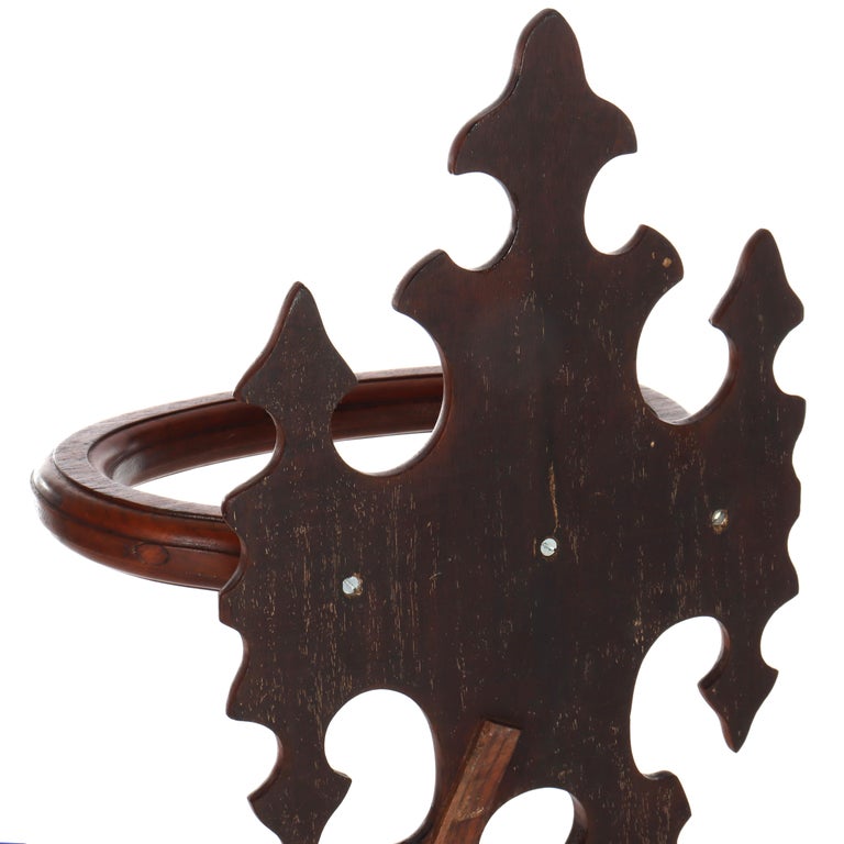 Antique Rococo Walnut Umbrella Stand With Cast Iron Tray c1890
