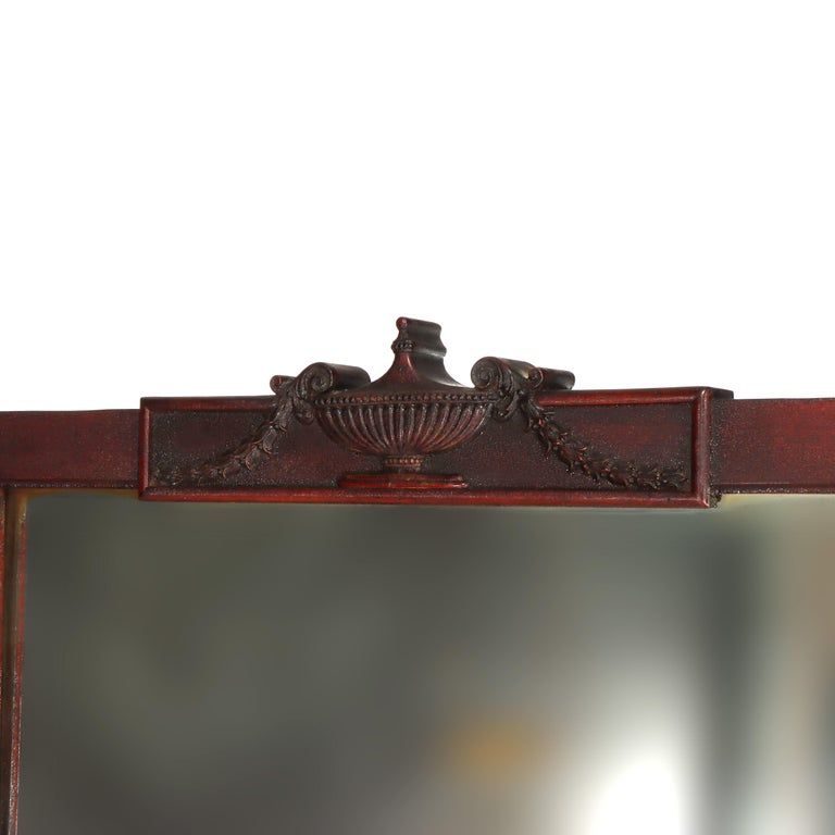 Antique Edwardian Neoclassical Carved Mahogany Dressing Mirror c1910