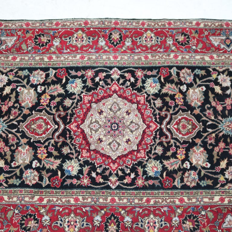 Persian Silk Kashan Throw Rug 20thC