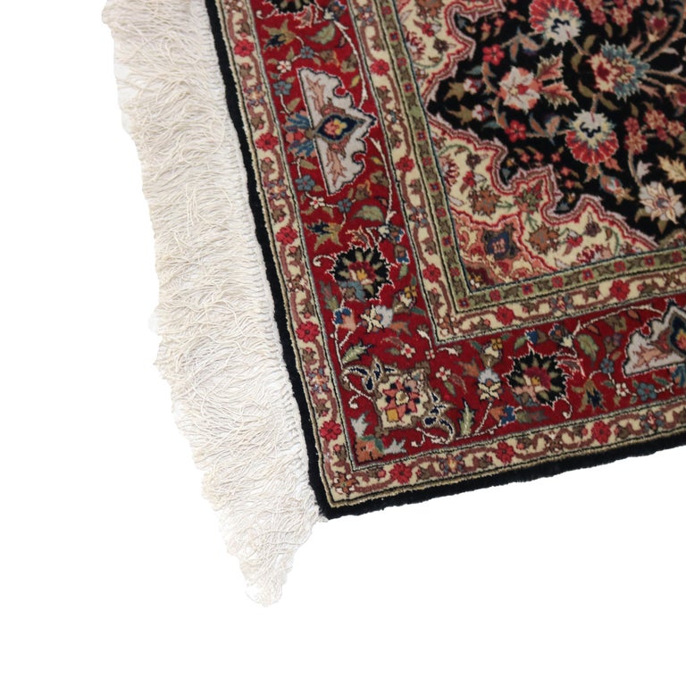 Persian Silk Kashan Throw Rug 20thC
