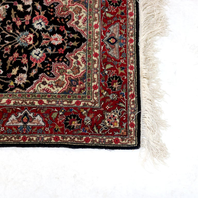 Persian Silk Kashan Throw Rug 20thC