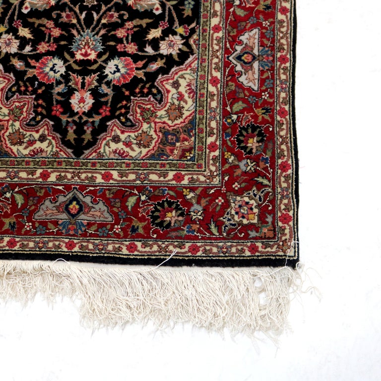 Persian Silk Kashan Throw Rug 20thC