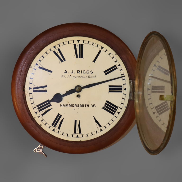 Oversized Antique A. J. Riggs Hammersmith Victorian Walnut Bankers Clock 19thC