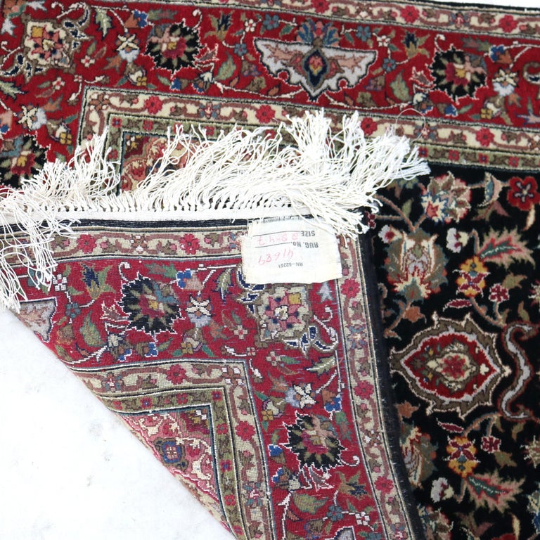Persian Silk Kashan Throw Rug 20thC