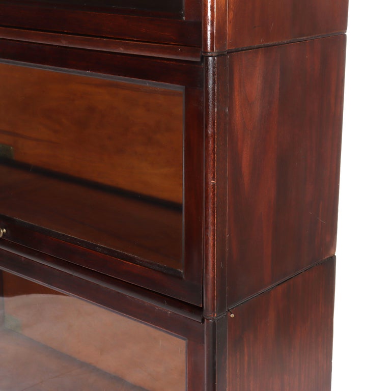 Antique Arts & Crafts Mahogany 3-Stack Barrister Bookcase c1920