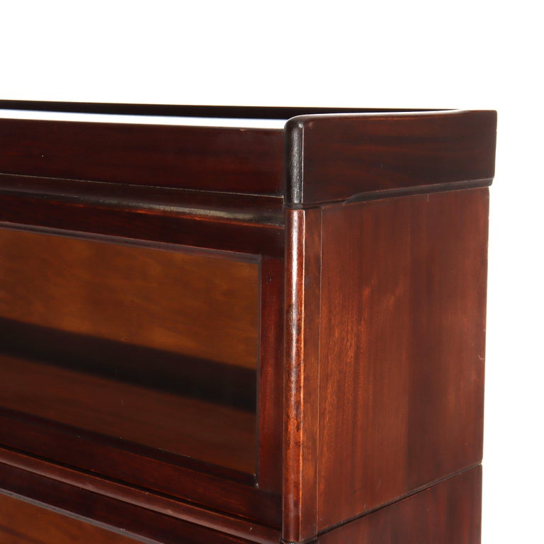 Antique Arts & Crafts Mahogany 3-Stack Barrister Bookcase c1920