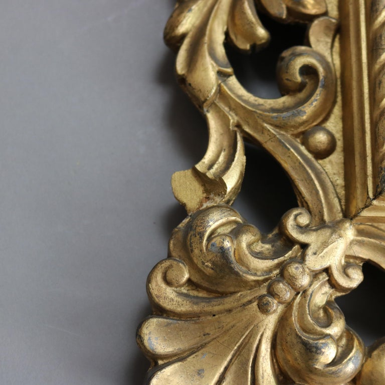 Antique Foliage Form Giltwood Frame with a Signed Portrait Print of a Girl 19thC