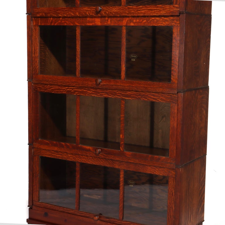 Arts & Crafts Macey Mission Oak Four Stack Barrister Bookcase C1910