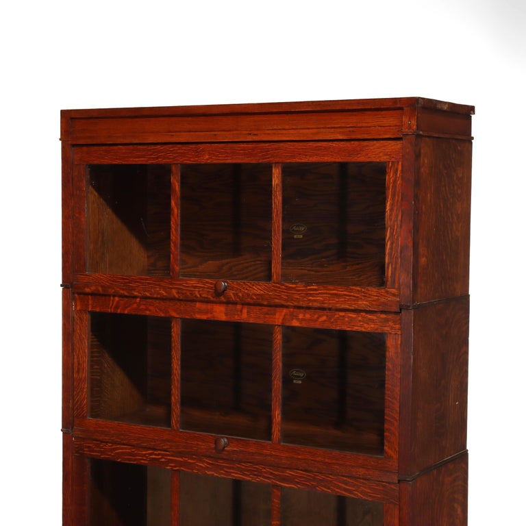 Arts & Crafts Macey Mission Oak Four Stack Barrister Bookcase C1910