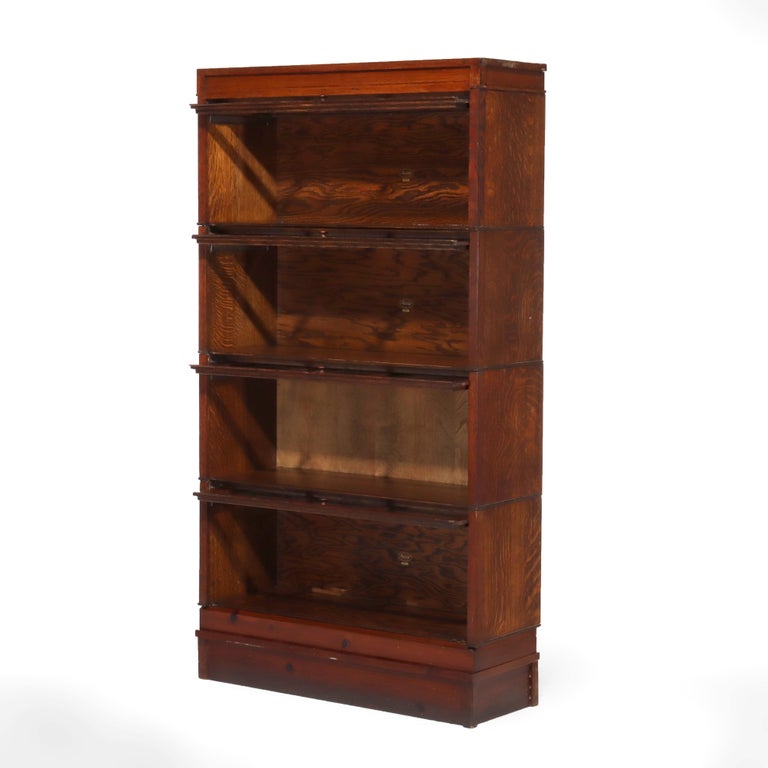 Arts & Crafts Macey Mission Oak Four Stack Barrister Bookcase C1910