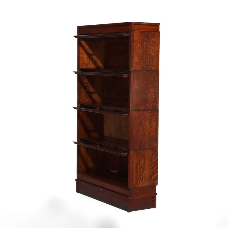 Arts & Crafts Macey Mission Oak Four Stack Barrister Bookcase C1910