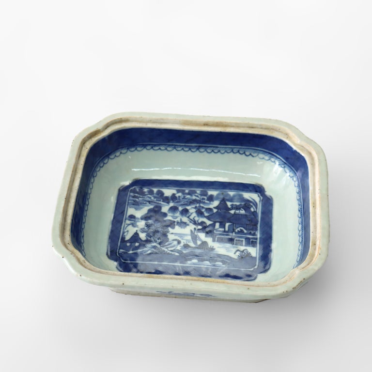 Antique Chinese Canton Porcelain Covered Vegetable Dish 19thC