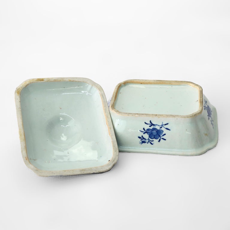 Antique Chinese Canton Porcelain Covered Vegetable Dish 19thC