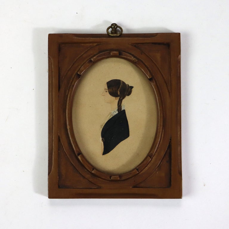 Four Antique Miniature Silhouettes 19thC