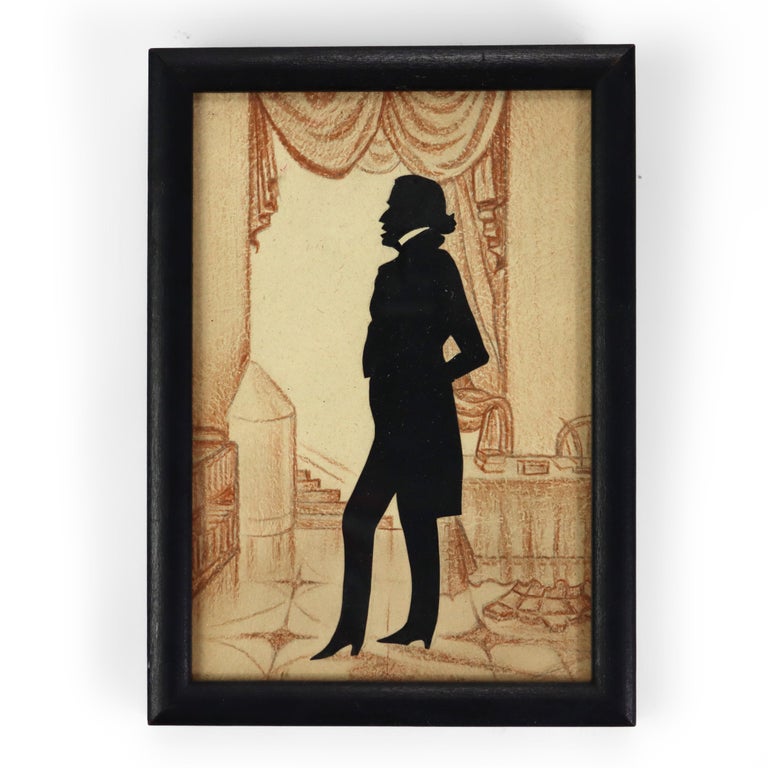 Four Antique Miniature Silhouettes 19thC