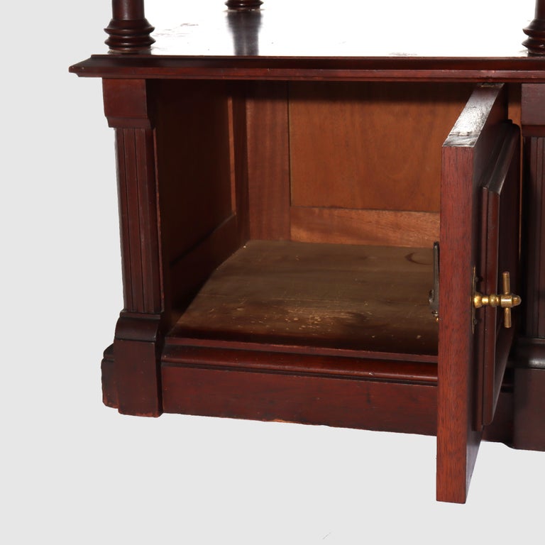 Antique Rennaisance Revival Walnut & Burl Marble Top Commode c1890