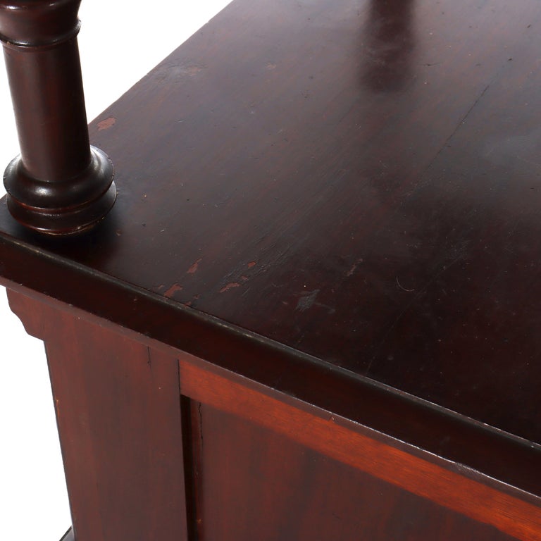 Antique Rennaisance Revival Walnut & Burl Marble Top Commode c1890