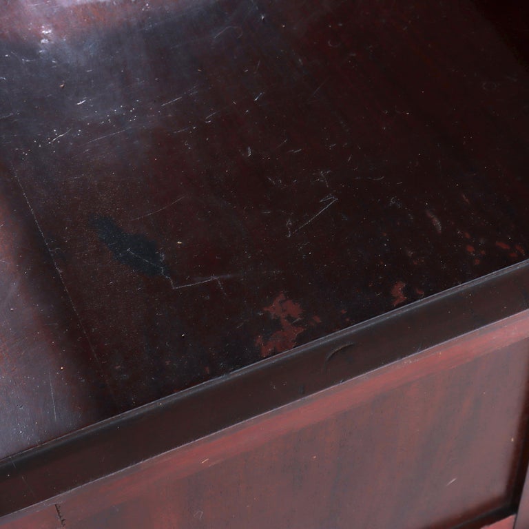 Antique Rennaisance Revival Walnut & Burl Marble Top Commode c1890