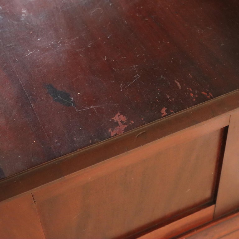 Antique Rennaisance Revival Walnut & Burl Marble Top Commode c1890