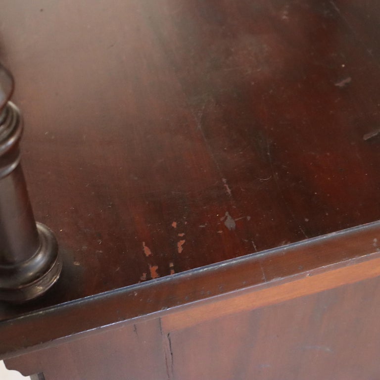Antique Rennaisance Revival Walnut & Burl Marble Top Commode c1890