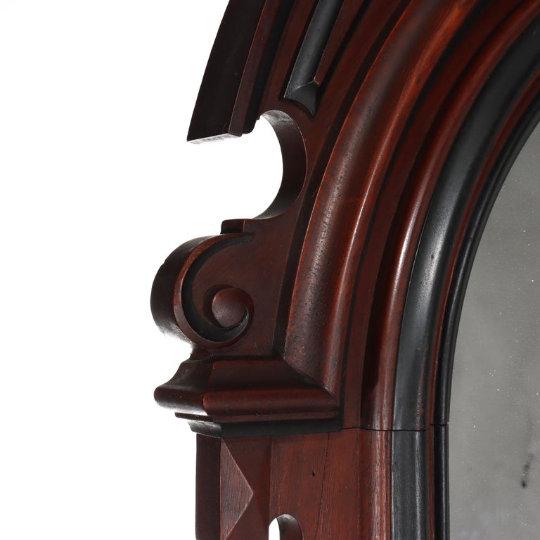 Antique Berkey & Gay School Victorian Walnut & Marble Dresser With Ebonized Trim