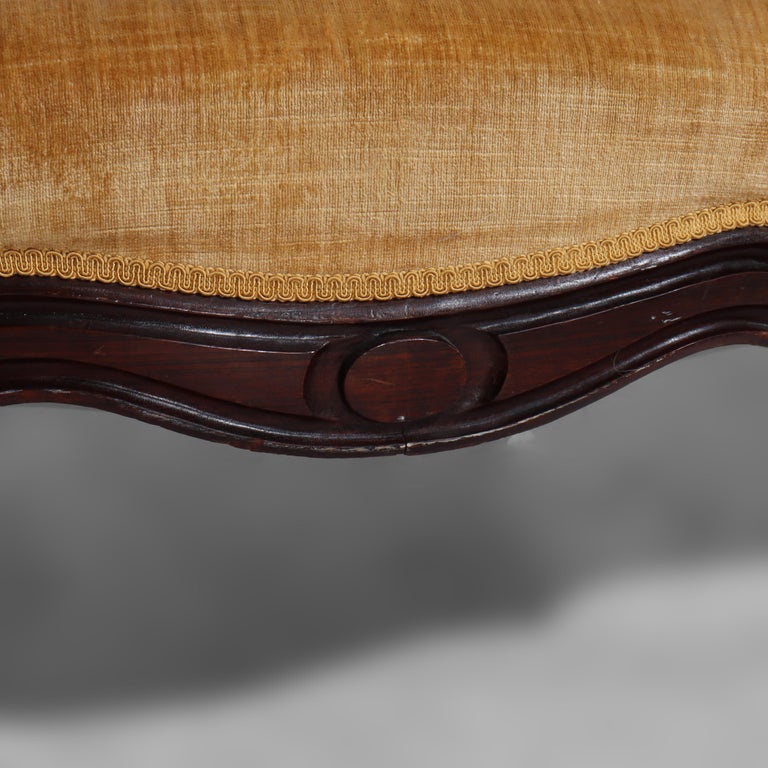 Antique Victorian Carved Walnut Three Panel Back Sofa C1880