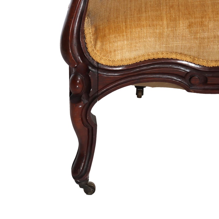 Antique Victorian Carved Walnut Three Panel Back Sofa C1880