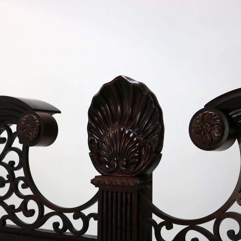 Century Chippendale Style Mahogany Queen Sized Bed Headboard 20thC