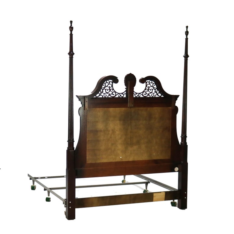 Century Chippendale Style Mahogany Queen Sized Bed Headboard 20thC