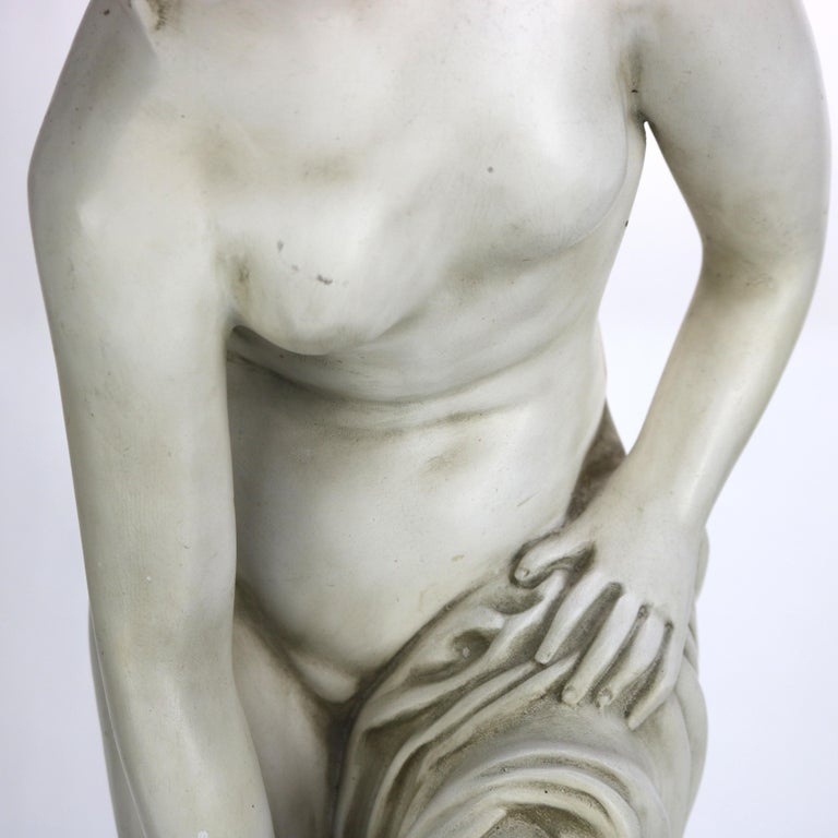 Antique Neoclassical 34” Plaster Sculpture of a Nude Woman C1920